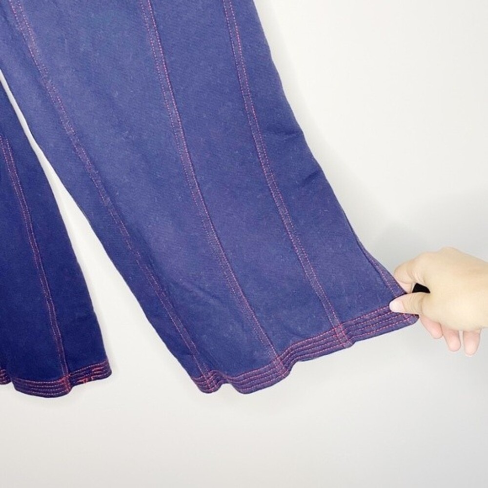 Anthropologie Saturday Sunday Muse Wide-Leg Navy Blue Terry Pants Size Small - Picture 7 of 12